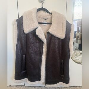 NWT Aerie Dark Brown and Cream Shearling Vest
